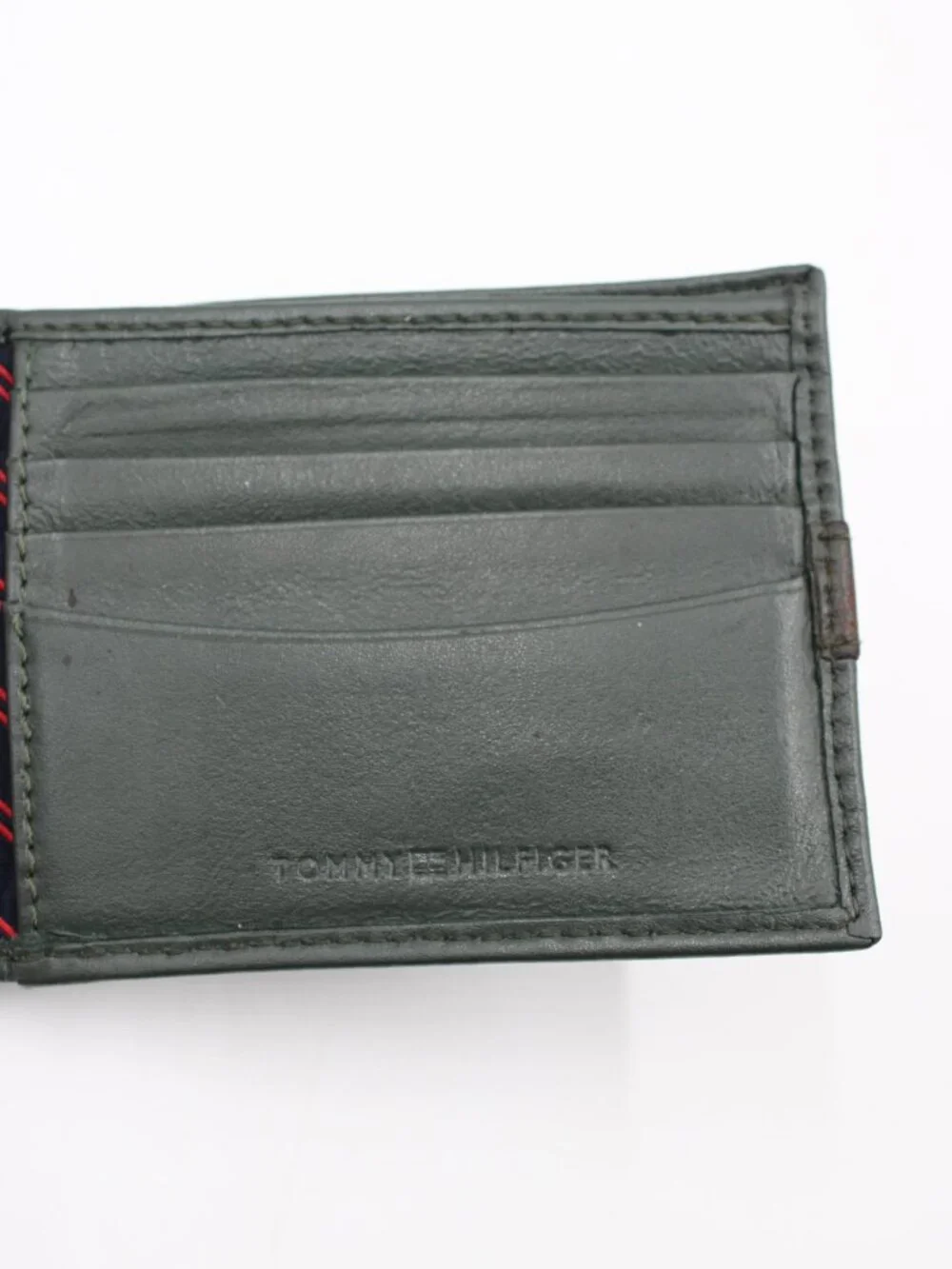 Tommy Hilfiger Genuine Leather Bifold Wallet Gray Black Logo Multi Card Slots